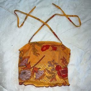 SHEIN Flower Cross Neck Tank Top